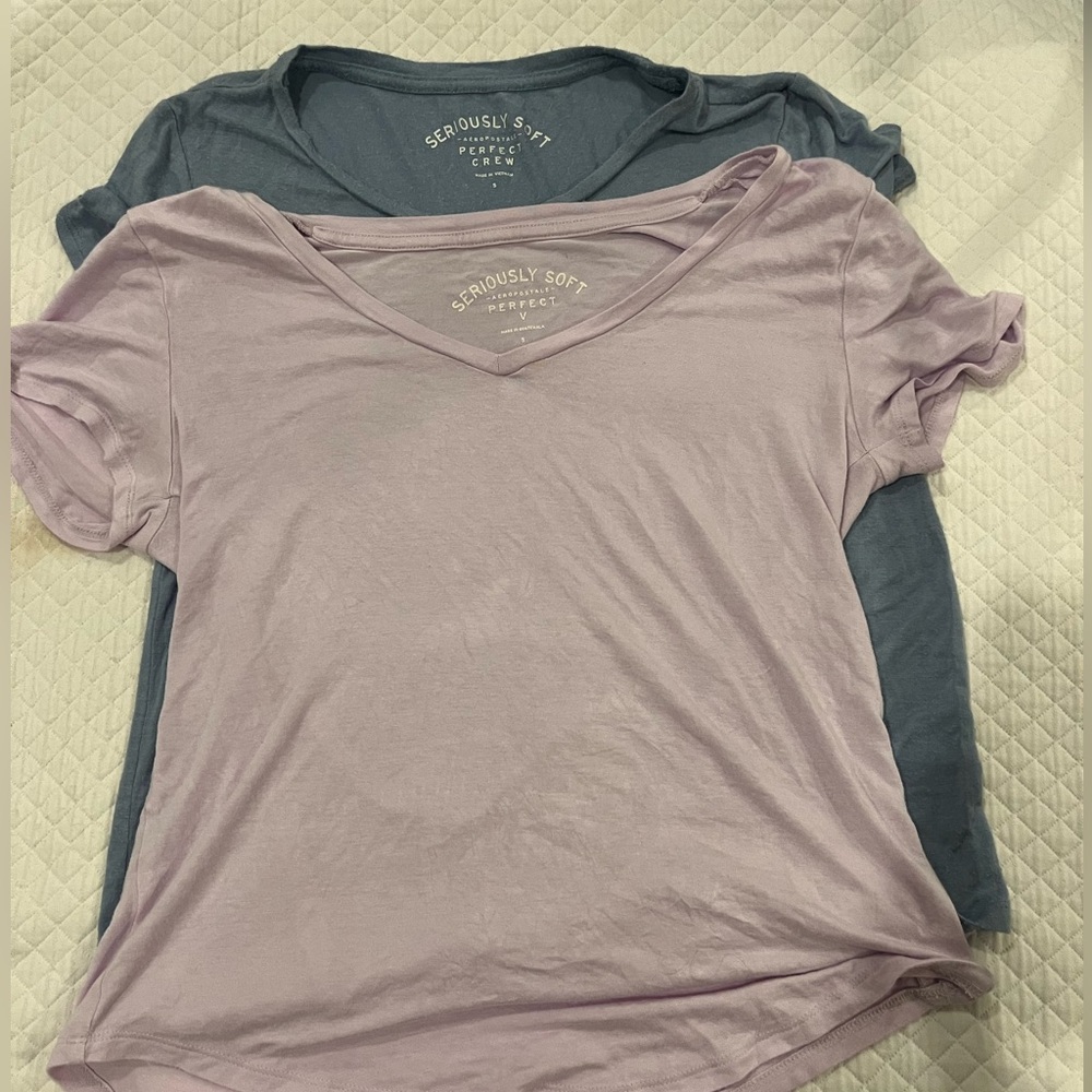 Aeropostale seriously soft 2 tops together: one blue, one light purple 
Size S